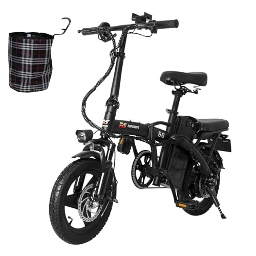 Pop Shope S6 Bicicleta Electrica Adultos, Velocidad 35KM/H-MAX, 750W Motor-MAX, Autonomía 35KM, Diseño Plegable, Batería 48V/10.4AH