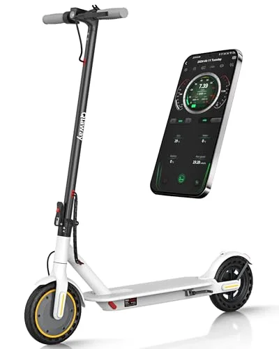 Qlaway Patinete eléctrico 8,5" para Adultos, Motor de 350 W, Velocidad máxima de 31 km/h (19 mph), autonomía máxima de 35 km, Patinete eléctrico Plegable con Doble frenado y Control por aplicación.